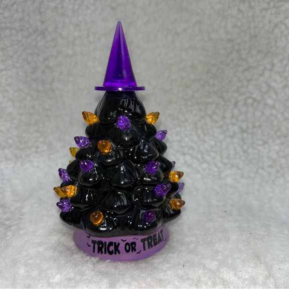 Mr Christmas small 6" Halloween tree lited purple & orange ceramic plastic READ - Picture 12 of 12